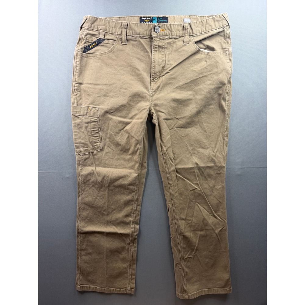 Ariat Rebar M7 Slim Straight Leg Pants Mens Tan Khaki Utility Workwear 40x30
